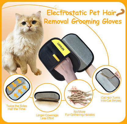 【✨Last Day Promotion 49% OFF】LOVILDS™ Pet Hair Removal Gloves for Cat & Dog | Reusable Electrostatic Double Sided Grooming Glove for Couch, Carpet, Clothing |⚡2025 Newly Upgraded Removal Tool